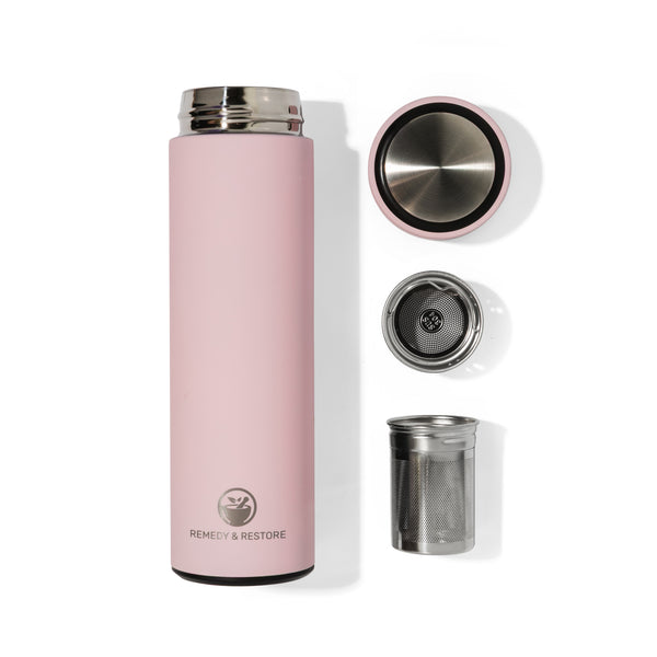 Pink Tea Bottle with Infuser by Remedy and Restore